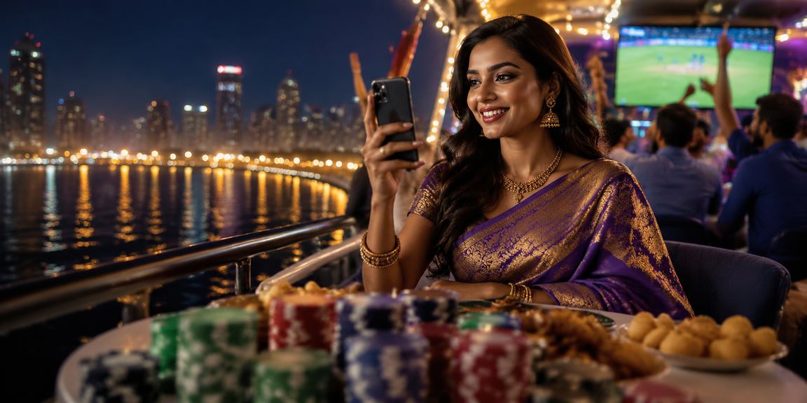 Night view of Mumbai’s Marine Drive with lively card games under lights